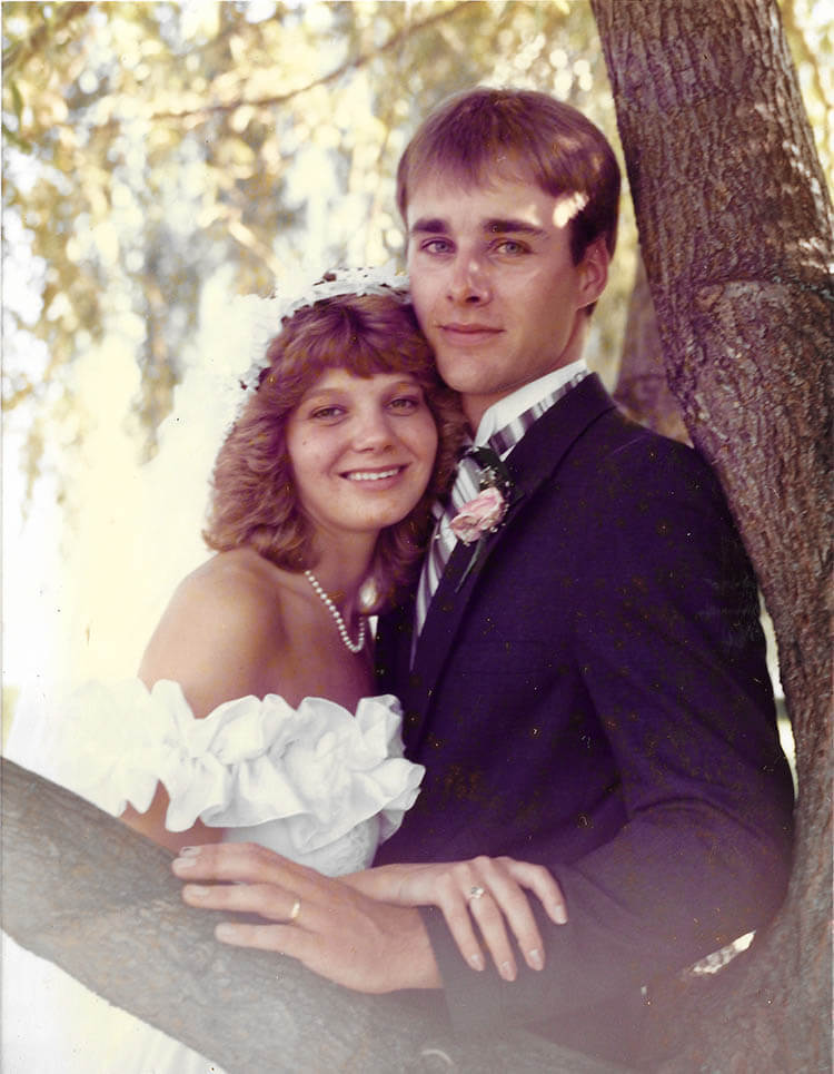 Jeff and Pam Powers on their wedding day